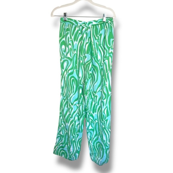 Lily Pulitzer Cambridge Green Groovy Print Wide Leg Pull On Palazzo Pant Size XS - Picture 6 of 6